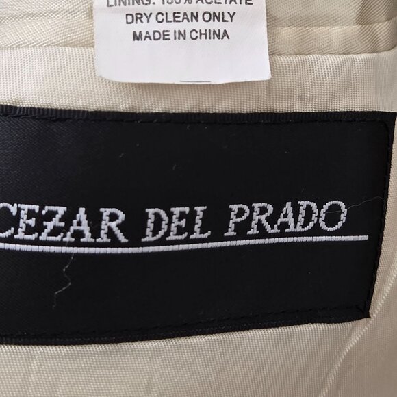 Cezar Del‎ Prado Mens Beige 100% Silk Blazer Jacket Size 40R Herringbone Summer - Picture 5 of 16